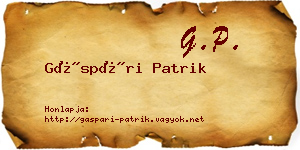 Gáspári Patrik névjegykártya